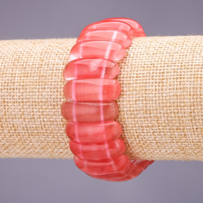 Bracelet Watermelon Tourmaline link 25x10+-mm, length 18cm on elastic