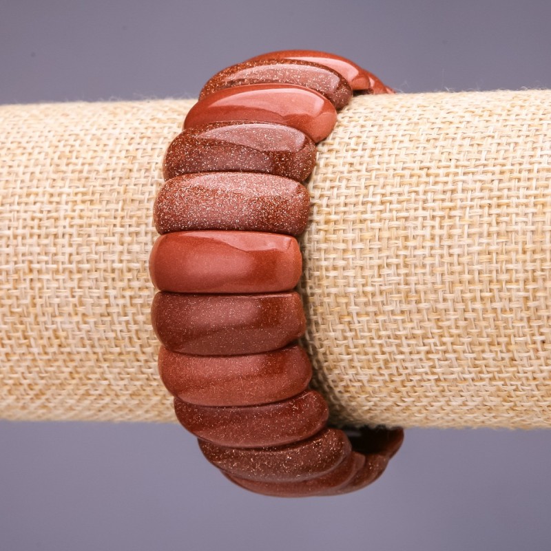 Aventurine Golden Sand Bracelet, link 25x10+/-mm, length 18cm on elastic