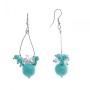 Earrings with large and small turquoise beads on teardrop pendants, 60mm