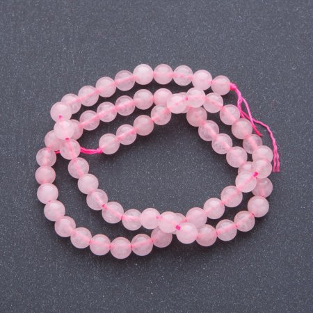 Natural Stone Beads on String Rose Quartz Round, diameter 8.5mm +/-, length 38cm+