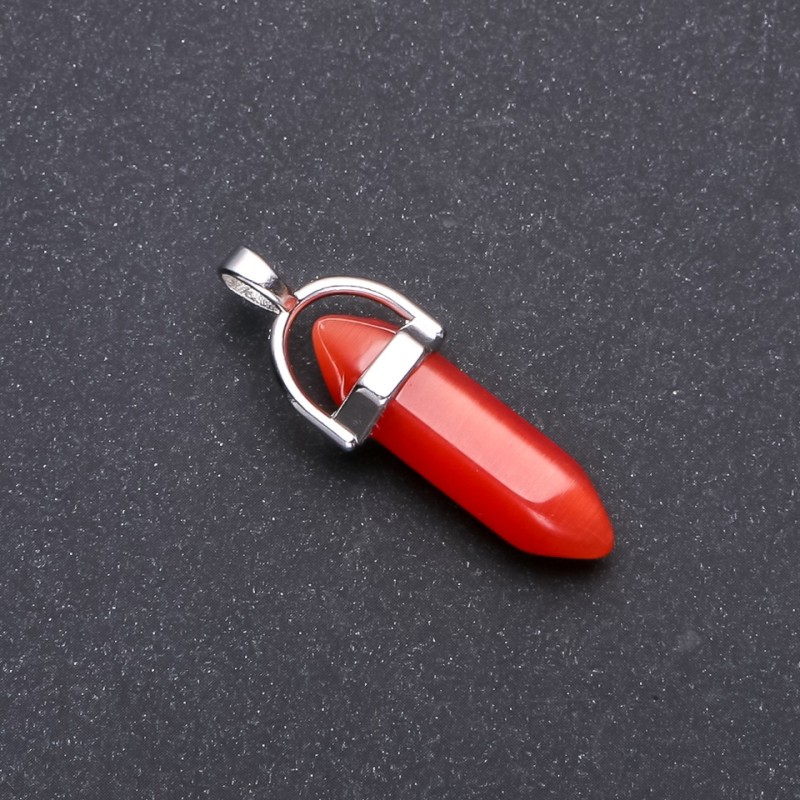 Red Cat's Eye Hexagon Pendant, 8x35x41mm