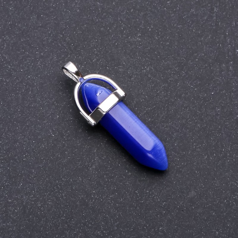 Blue Cat's Eye Hexagon Pendant 8x35x41mm
