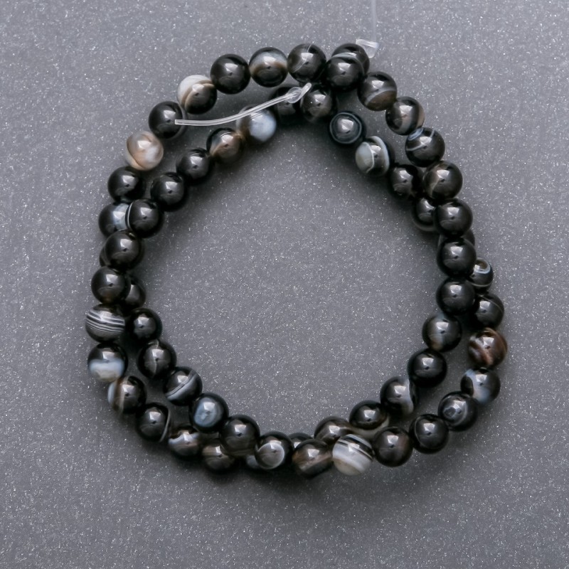Black Agate Beads Smooth Ball, Diameter 6mm Strand, Length 38cm