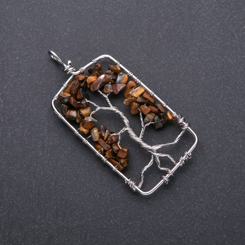 "Tree of Happiness" Pendant, Tiger's Eye, diameter 36x73mm