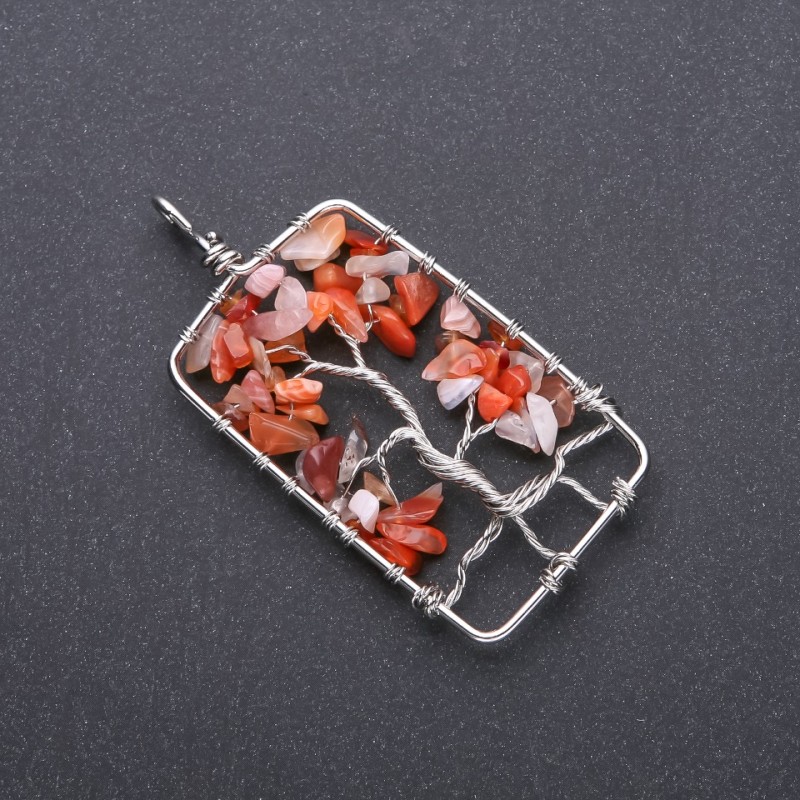 "Tree of Happiness" Pendant, Carnelian, diameter 36x73mm