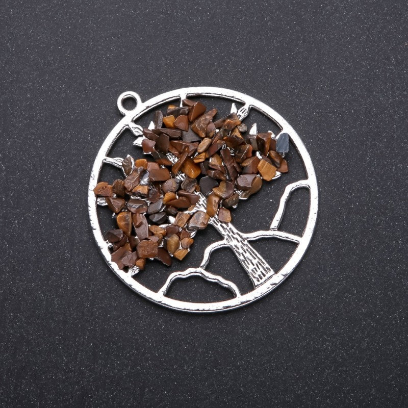 Pendant 'Tree of Happiness' Tiger's Eye, Diameter 57mm