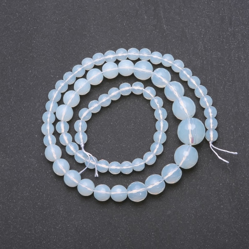 Moonstone Beads (Imitation), Graduated Faceted Round Strand, diameter 6-14mm, length 45cm