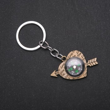 Heart Compass Keyring, Metal Colour "Bronze"