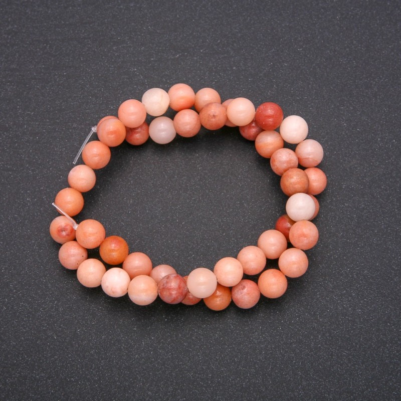 Selenite Beads Imitation Smooth Round, Diameter 8 (+/-) mm, Length 38cm
