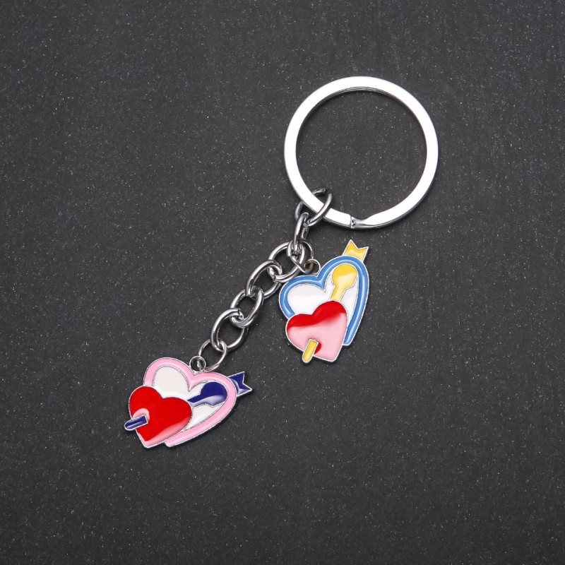 Hearts Keyring, Silver Metal Colour
