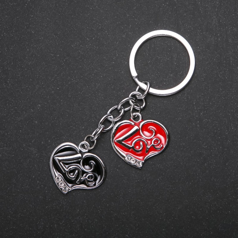 Hearts Keyring, Silver Metal Colour