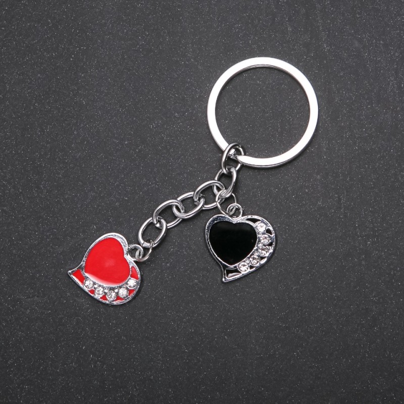 Hearts Keyring, metal colour "silver", length 80mm