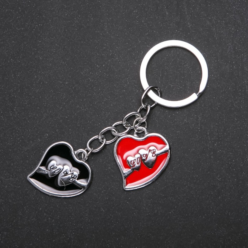 Hearts Keyring, Metal Colour "Silver", length 95mm