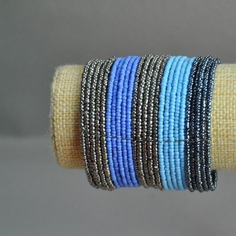 Bead Bracelet Clamp Violet-Blue-Gray