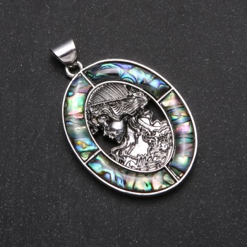 "Grecian" Pendant with Abalone in Setting 36x46mm