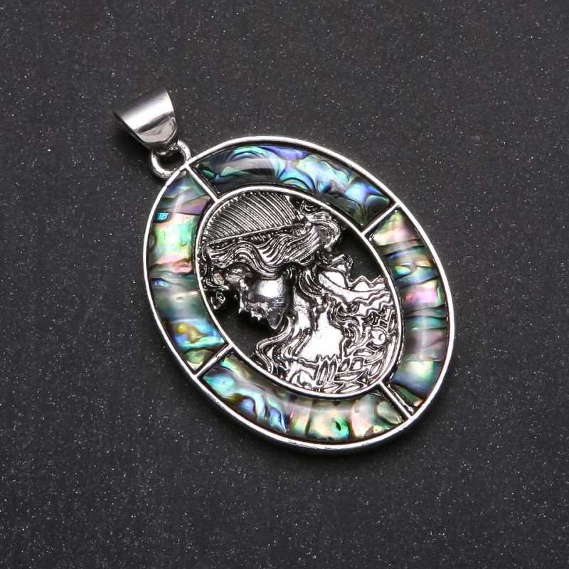 "Grecian" Pendant with Abalone in Setting 36x46mm