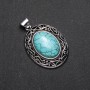 Pendant with Natural Turquoise Stone in Antique-Style Setting 33x40x52mm