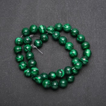 Imitation Malachite Beads on a String, Smooth Round, diameter 10mm, length 38cm