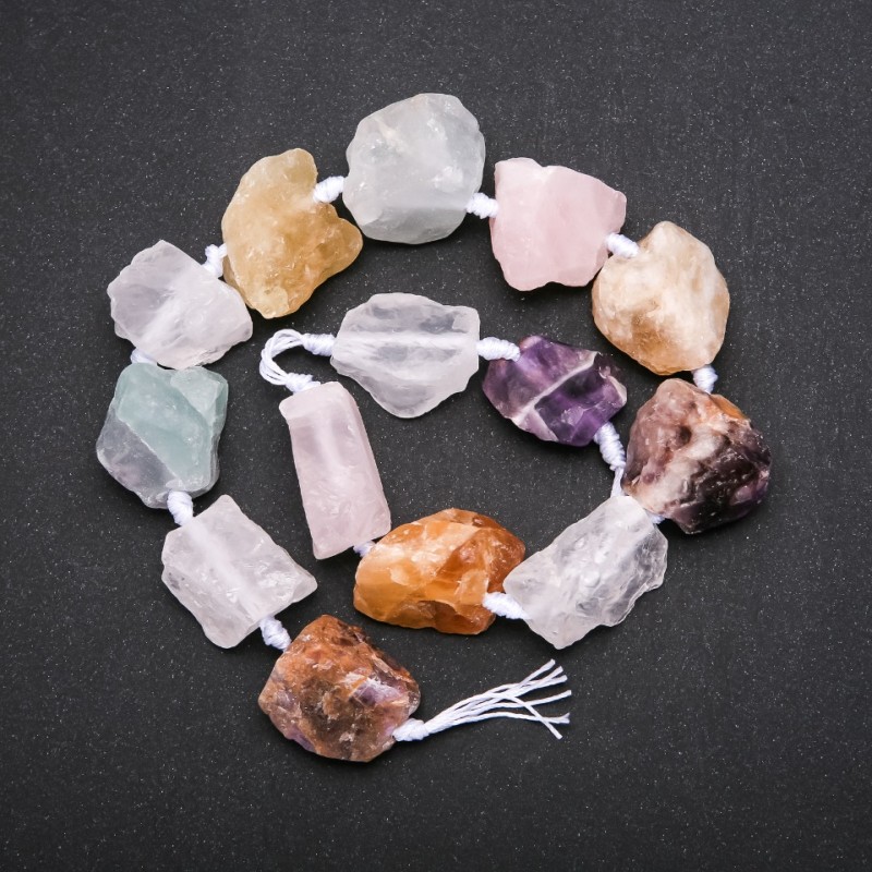 Raw Assorted Nugget Beads on a String, Tumbled, 20x26(+/-)mm, 42cm Length