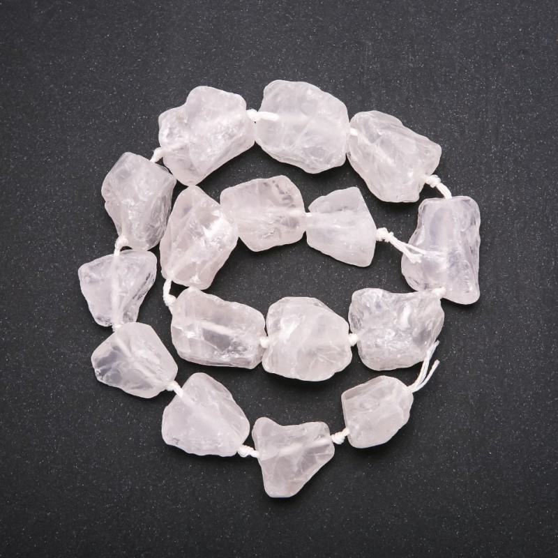Raw Crystal Nugget Beads on a String, Tumbled, 20x26(+/-)mm, 42cm Length