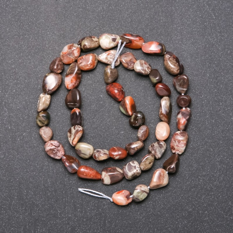 Jasper Beads on a String, Tumbled, 5x8 (+/-) mm Diameter, 38cm Length