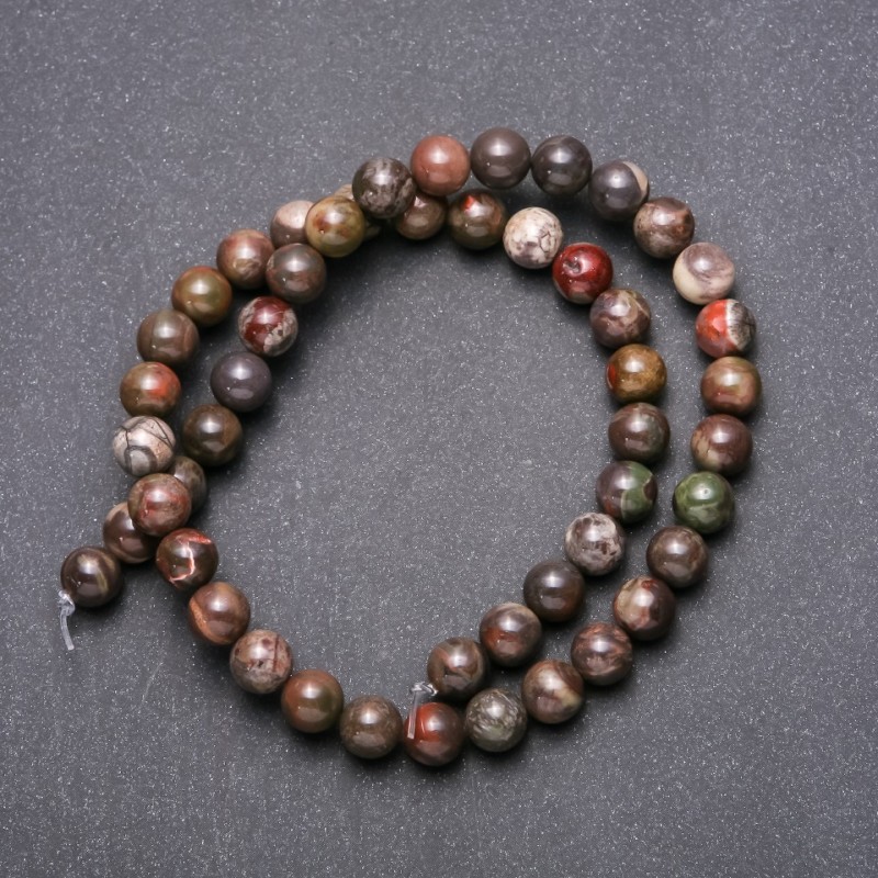 Picasso Jasper Beads on a String, Smooth Round, diameter 8mm, length 38cm