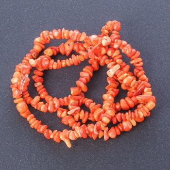 Natural Coral Orange Beads "stone chip", diameter 6mm (+-), length 85cm strand