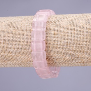 Rose Quartz Link Bracelet 10x14(+-)mm on Elastic