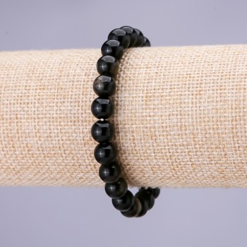 Golden Sheen Obsidian Bracelet Smooth Bead 8mm on Elastic