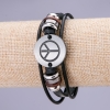 World Bracelet, 21cm length, 15mm thickness, black eco-leather