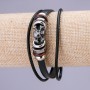 Skull Bracelet, Length 21cm, Width 15mm, Black Eco Leather
