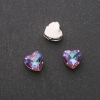 Sew-On Crystal in Claw Setting, Heart 12mm, Green-Crimson