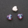 Sew-On Crystal in Claw Setting, Heart 12mm, Green-Crimson