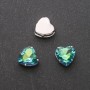 Price per Pack/10 pcs. Sew-On Crystal in Claw Setting, Heart 12mm, Green-Blue