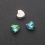 Price per Pack/10 pcs. Sew-On Crystal in Claw Setting, Heart 10mm, Green-Blue