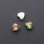 Price per pack of 10. Sew-on crystal in setting Heart 10mm pink-green