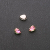 Sew-on crystal in cup, drop 6x8mm pink-green