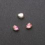 Sew-on crystal in cup, drop 6x8mm pink-green