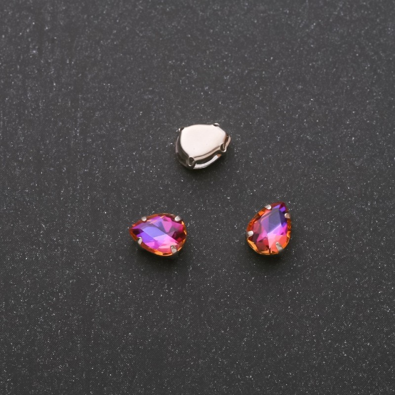 Sew-on Crystal Drop 6x8mm, Raspberry-Blue