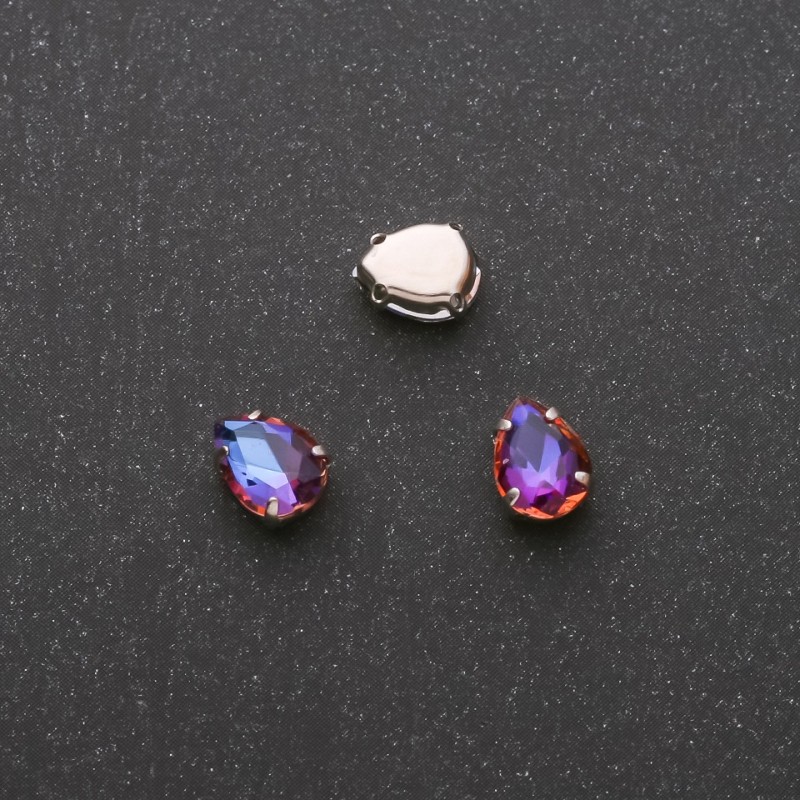 Sew-on crystal drop 6x8mm blue-purple