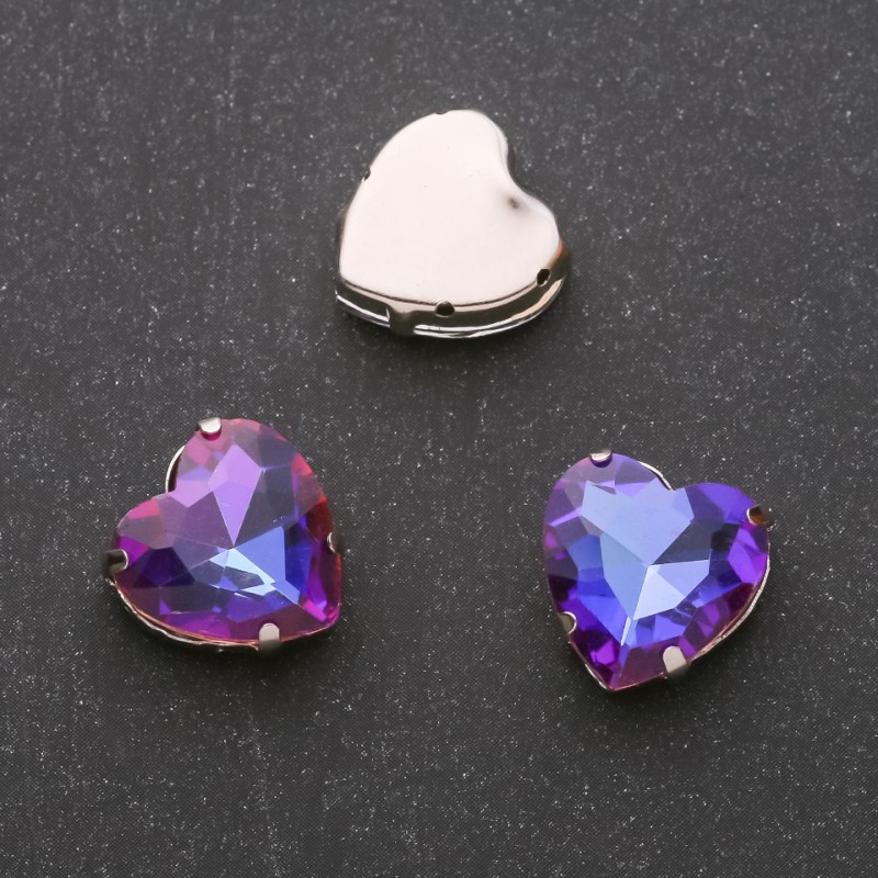 Sew-on Crystal Heart 14mm blue-violet