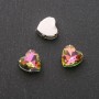 Sew-on Crystal Heart 14mm Green-Red/Purple