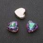 Price per pack of 10. Sew-on crystal in setting Heart 14mm green-raspberry