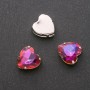 Price per pack of 10. Sew-on crystal in setting Heart 14mm raspberry-orange