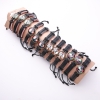 Eco Leather Skulls Bracelets on adjustable pull, pack of 12