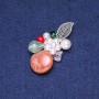 Clearance! Flower Brooch with Agate 34x53mm