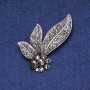 Clearance! Leaves Brooch with Rhinestones grey metal 60mm