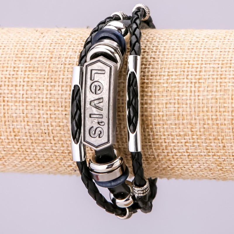 Levi's Bracelet, length 21cm, width 15mm, black eco-leather