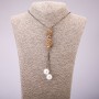 Tie Pendant with Yellow Rhinestones on a long chain, black gold metal, diameter 16x48mm, length 70cm