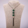 Trio Pendant with Green Rhinestones on a Long Chain, Black Gold Metal, diameter 16x155mm, length 70cm